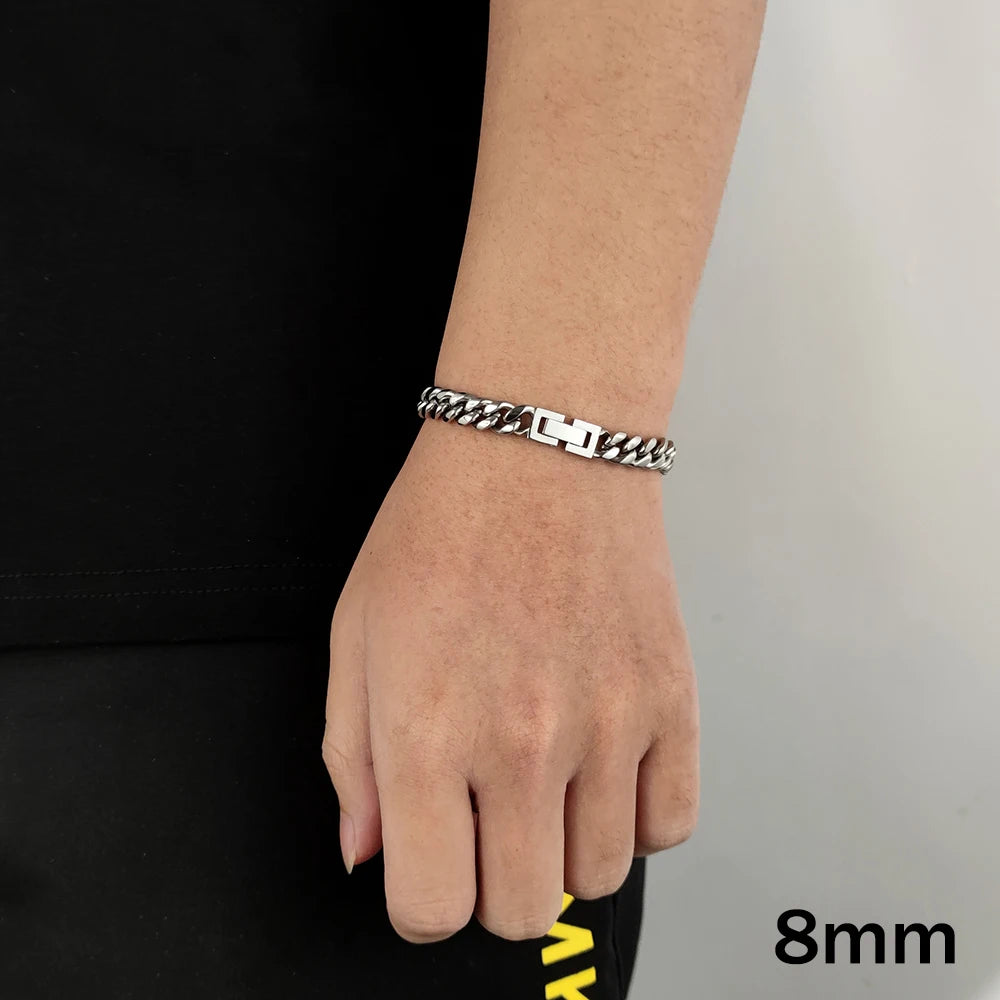 Black Cuban Chain Bracelet Stainless Steel Miami