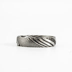 Damascus Steel CZ Band Ring — Stainless Steel