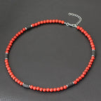 Classic 6mm Natural Stone Beaded Necklace Men 20 Inches Howlite Tiger Eyes Beads Short Collar Jewelry Office Leisure Joias Gift