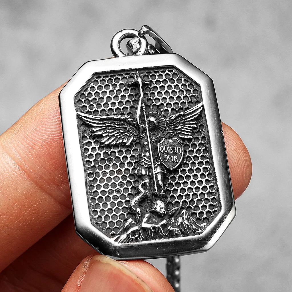 Archangel Michael Pendant Necklace Stainless Steel