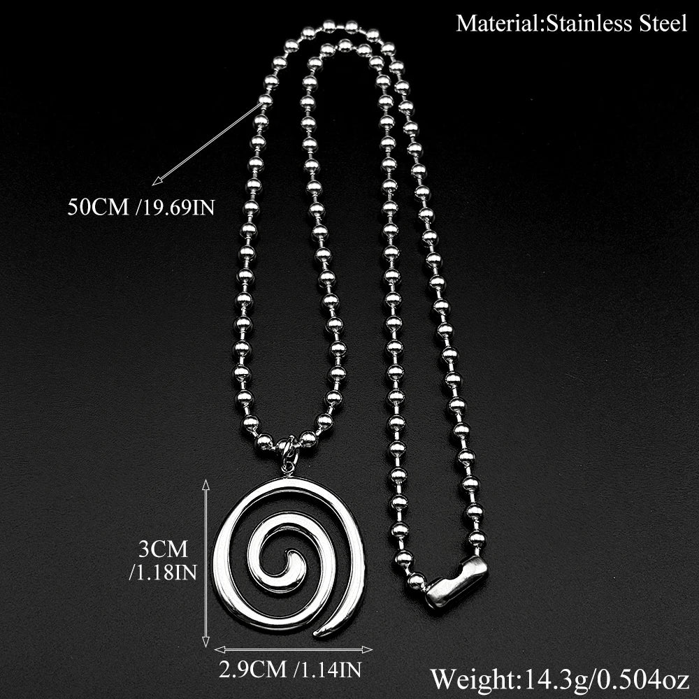 Y2K Spiral Vortex Beads Chain Choker For Women Men Stainless Steel Punk Grunge Aesthetic Art Goth Fashion Necklace