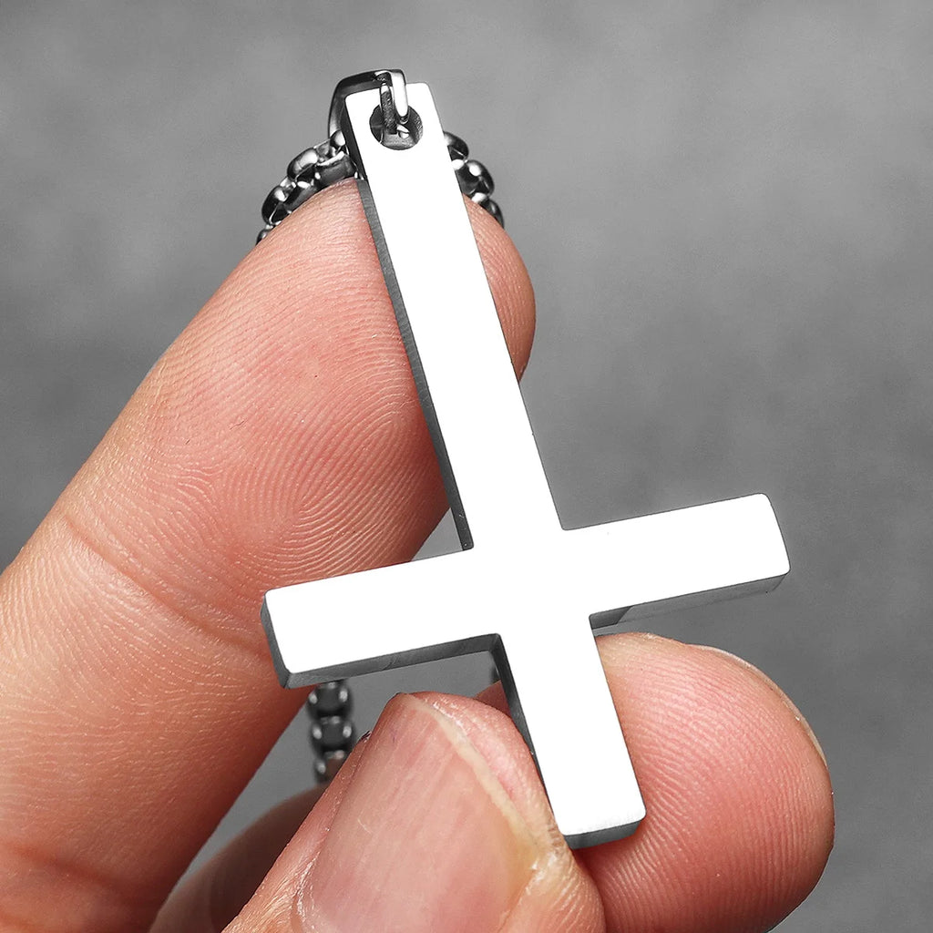 Inverted Cross Pendant — Stainless Steel