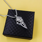 Nordic Crow Skull Pendant Necklace, Retro Animal Jewelry for Men, Lucky Amulet Gift, Viking Style