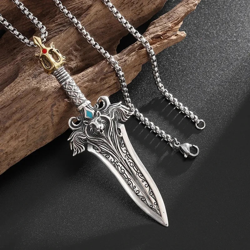 Retro Domineering Nordic Battle Ax Pendant Necklace for Men and Women Punk Pendant Lucky Amulet Jewelry Gift
