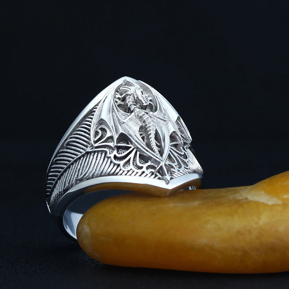 Dragon Signet Ring — 925 Silver