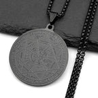 Seven Archangels Sigil Medal Angel Pendant Necklace for Women Men Stainless Steel Seal of Solomon Christian Amulet