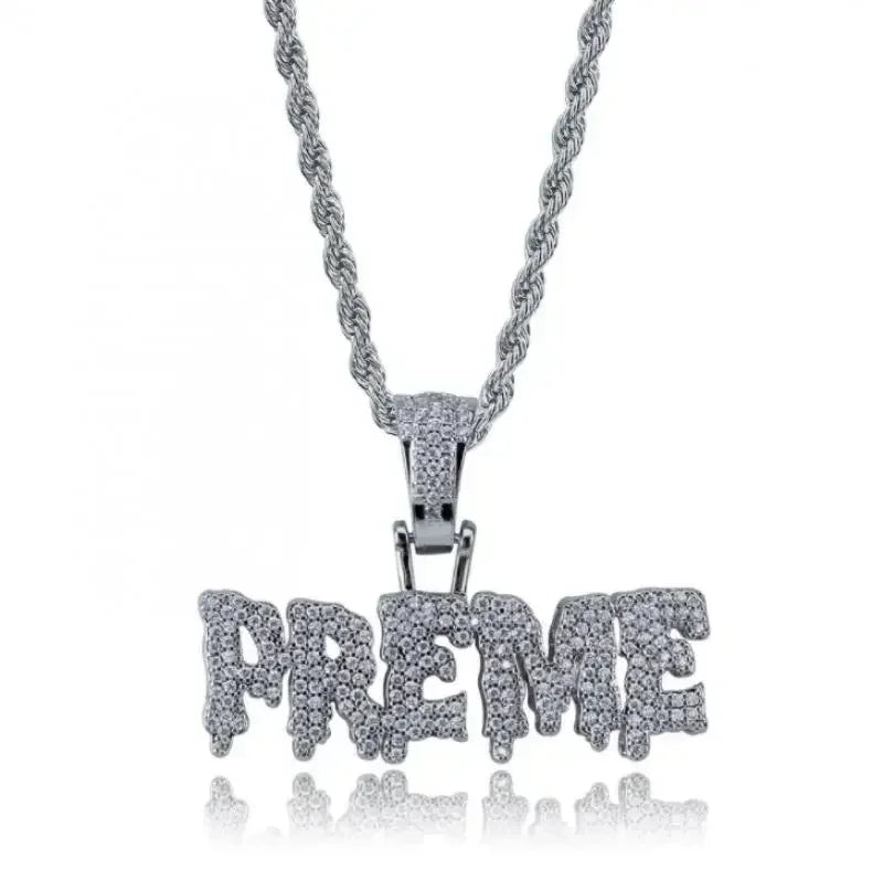 Bling Iced Out Savage Pendant Cubic Zirconia Letter Necklace for Men Women Hip Hop Rock Rap Party Jewelry