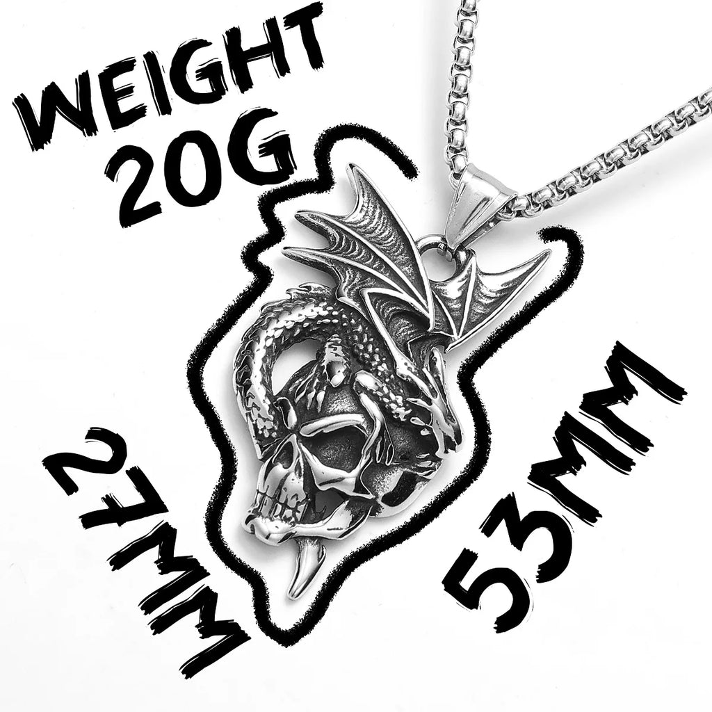 Dragon Skull Stainless Steel Pendant Necklace