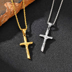 Religious Cross Jesus Pendant Necklace for Men Women, Non-Fading Stainless Steel Chains Choker, Prayer Faith Jewelry