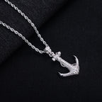 Iced Out Anchor Pendant — 14K Gold