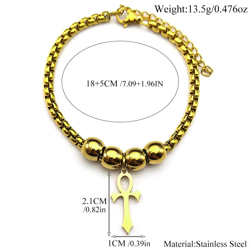 Cross Ankh Gold Bracelet Egypt Egyptian Key Life
