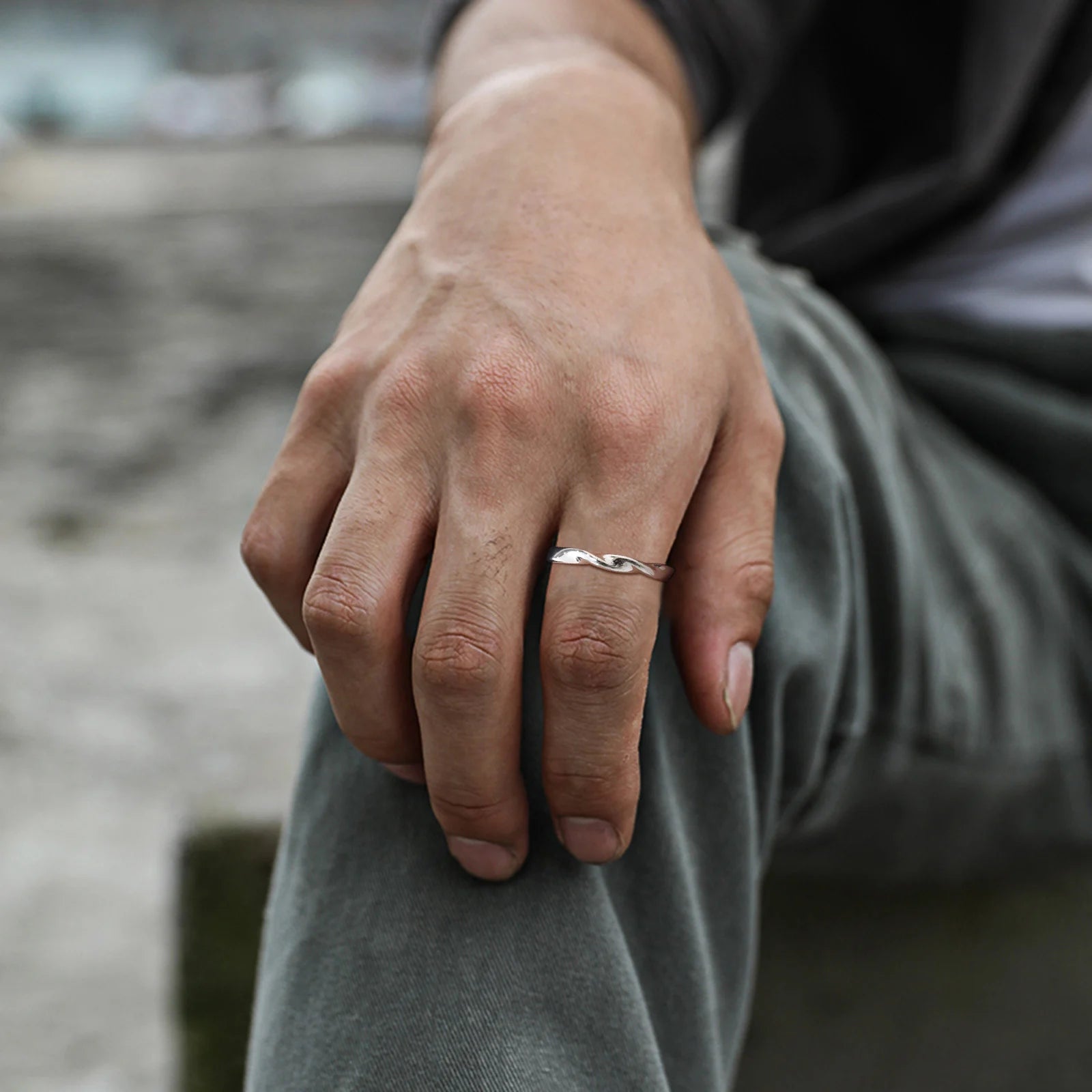 Minimal Mobius Twisted Ring — Stainless Steel