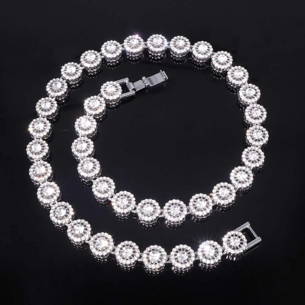 Iced Out Gold-Tone Cuban Chain Necklace Bracelet Set