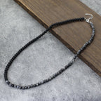 Stylish 6mm Stone Healing Necklace For Men 24 Inches Long Collar Stainless Steel Buckle Black White Yin Yang Bicolor