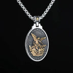 Men's 316L Stainless Steel Patron Saint Of Time Travelers Archangel Michael Gold Pendant Necklace jewelry