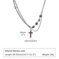 Cross Beads Chain Pendant Necklace — Stainless Steel