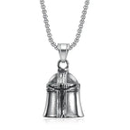 Pirate Skull Moto Bell Pendant Necklace — Gothic Motorcycle Rider