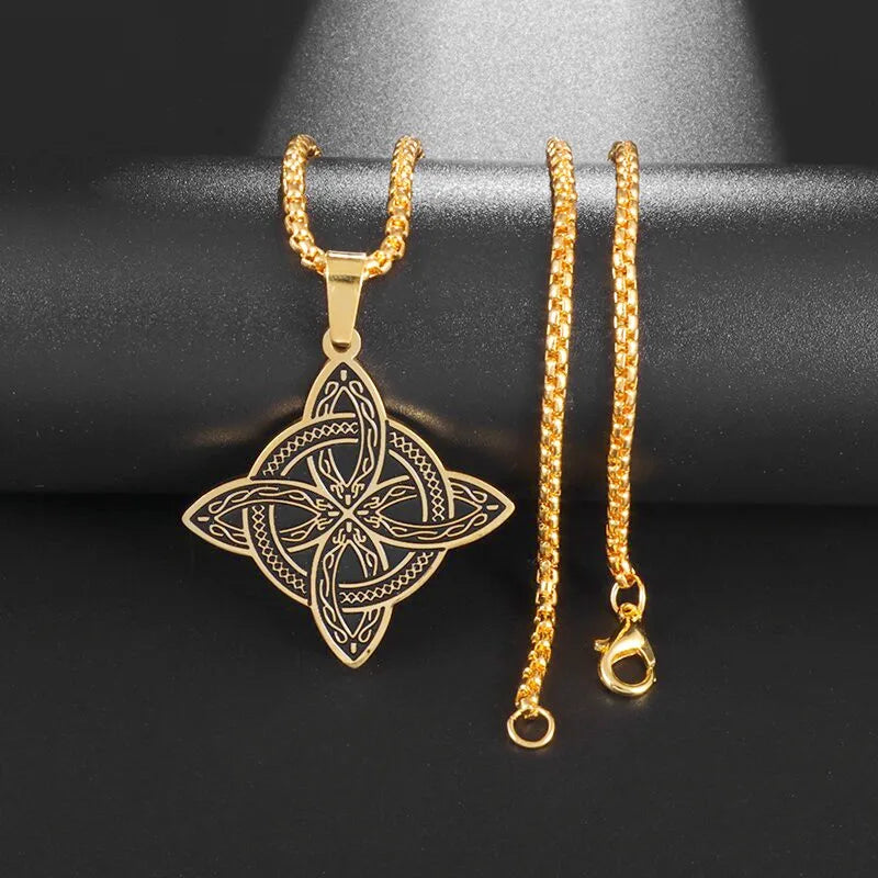 Celtic Witch Knot Pendant Necklace — Steel