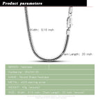Italy100%  925 Sterling Silver Snake Chain Necklace Men & Women 3MM-4MM Chokers 16 "to 30"Unisex Boys Girls Fine Jewelry Gift