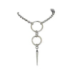 Punk Personality Silver Color Stainless Steel Circular Ring Long Rivet Pendant Choker Necklace for Men Women Jewelry