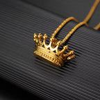 3D Rapper King Crown Pendant Necklace — Two-Tone