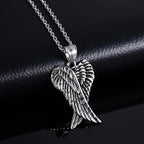 Angel Wing Cross Pendant Necklace — Zinc Alloy