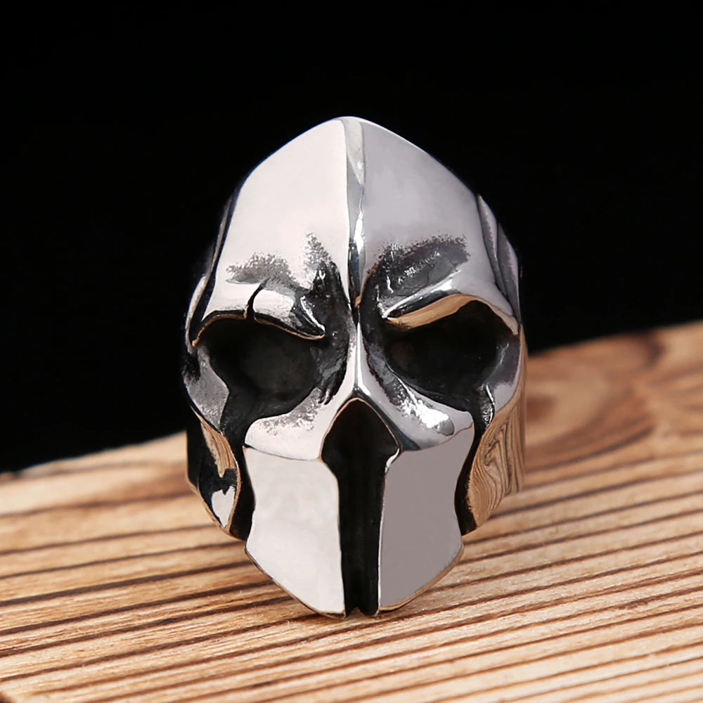 Spartan Helmet Steel Ring Vintage High Polished