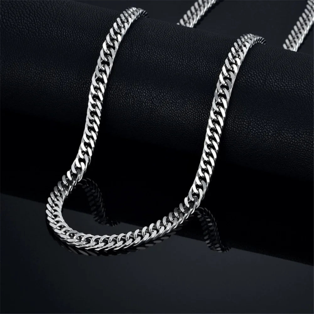 6.5mm Silver Tone/Black Gold Plated Chains for Men Boys, Mens Necklace Chains Stainless Steel Thick Cuban Link Chain
