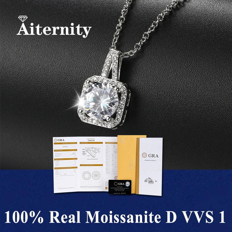 0.5ct-1.0ct VVS1 D Color Moissanite Necklace 925 Soild Sterling Sliver Chain with Certificate Fine Jewelry for Woman Jewelry