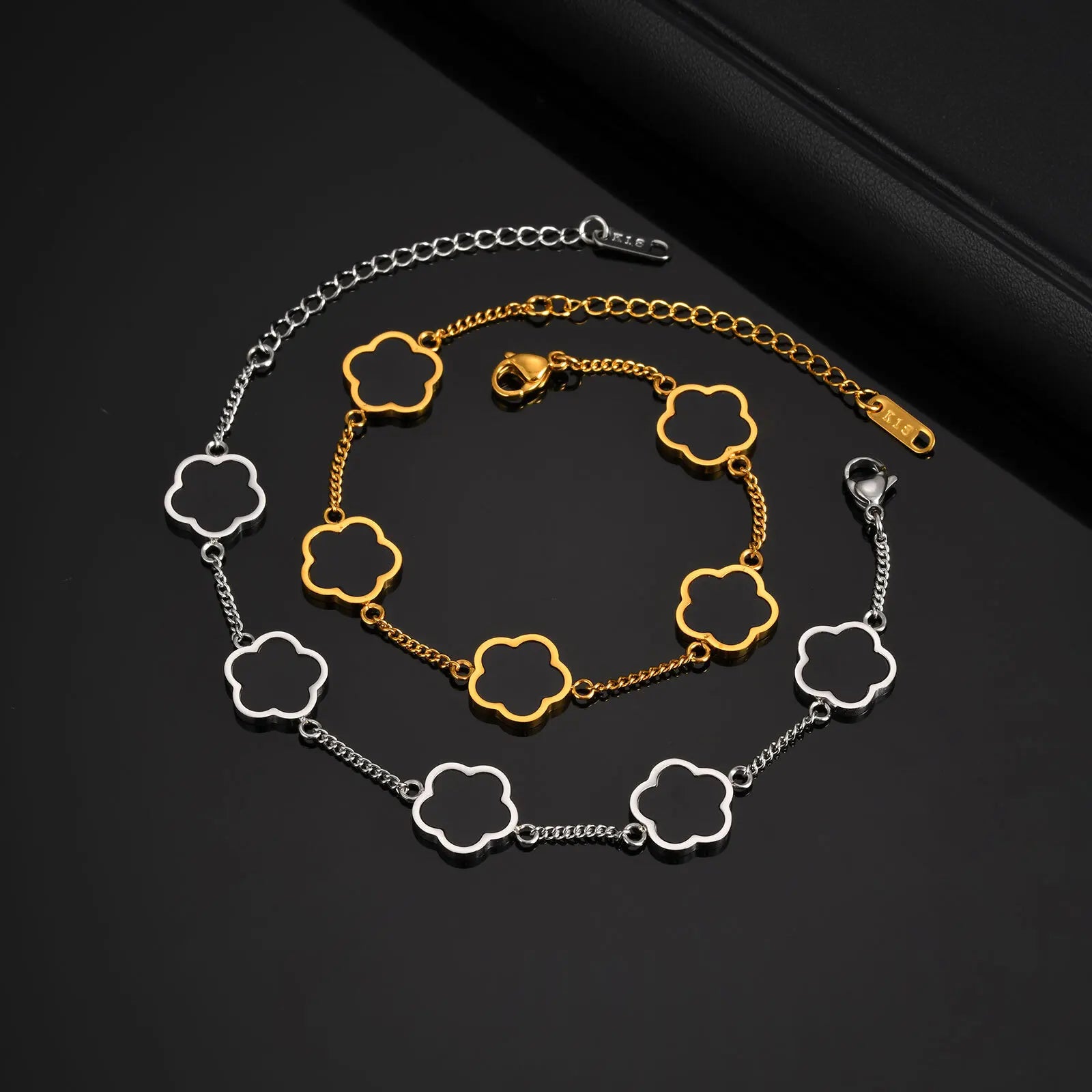 Five Leaf Flower Bracelet — Stainless Steel