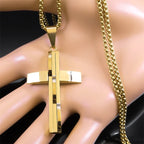 Male Punk Cross Pendant Necklace for Women Men Stainless Steel Gold Color Jesus Chain Biker Boyfriend Gift Jewelry