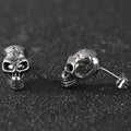 TrustyLan Solid Stainless Steel Women's Earrings Woman Man Punk Rock Skeleton Jewelry Gothic Skull Head Stud Earrings