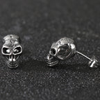 TrustyLan Solid Stainless Steel Women's Earrings Woman Man Punk Rock Skeleton Jewelry Gothic Skull Head Stud Earrings