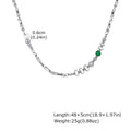 Green Stone Bead Chain Necklace — Stainless Steel