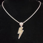 Hip Hop Lightning Pendant Necklace with 4mm Zircon Tennis Chain Iced out Bling HipHop Necklaces for Men Women fashion jewelry