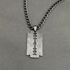 Razor Blade Long Necklace — Black Stainless