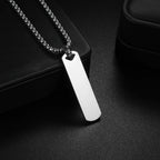 Square Bar Pendant Necklace — Stainless Steel
