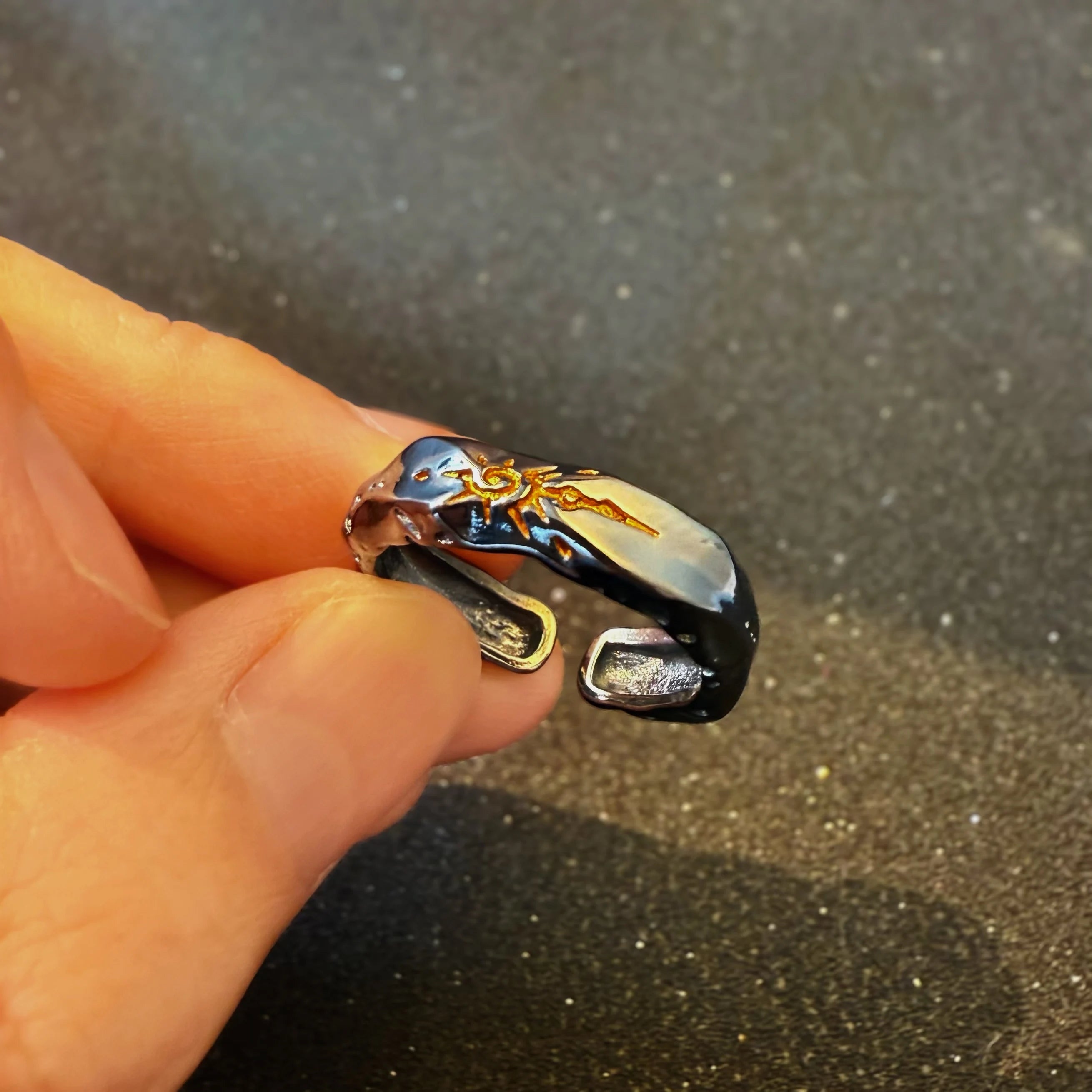 Retro Sun Rune Totem Adjustable Open Ring For Men Punk Gothic Edgy Copper Jewelry Unisex Elegant Vintage Accessories Trendy Gift