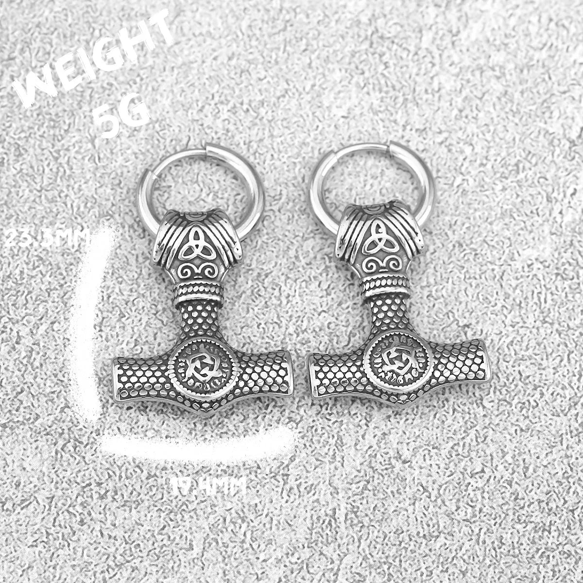 Creative Retro Thor's Hammer Vikings Earrings Men's Stainless Steel Nordic Teen Personality Jewelry Stud Earrings