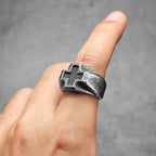 Vintage Black Cross Amulet Ring for Men — Stainless Steel