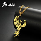 Phoenix Necklace Gift for Woman Men Couple Kid Child Reborn God Bird Supernatural Amulet Pendant Stainless Steel Chain