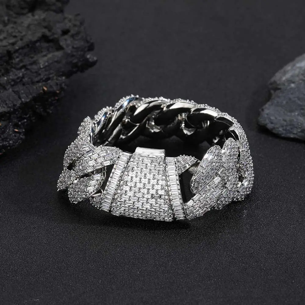 Iced Out Cuban Chain Necklace Stainless Steel 24MM