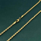 Luxury 925 Sterling Silver Gold Plated 3MM Twisted Rope Necklace for Women Men Accessories Jewelry 40-60CM