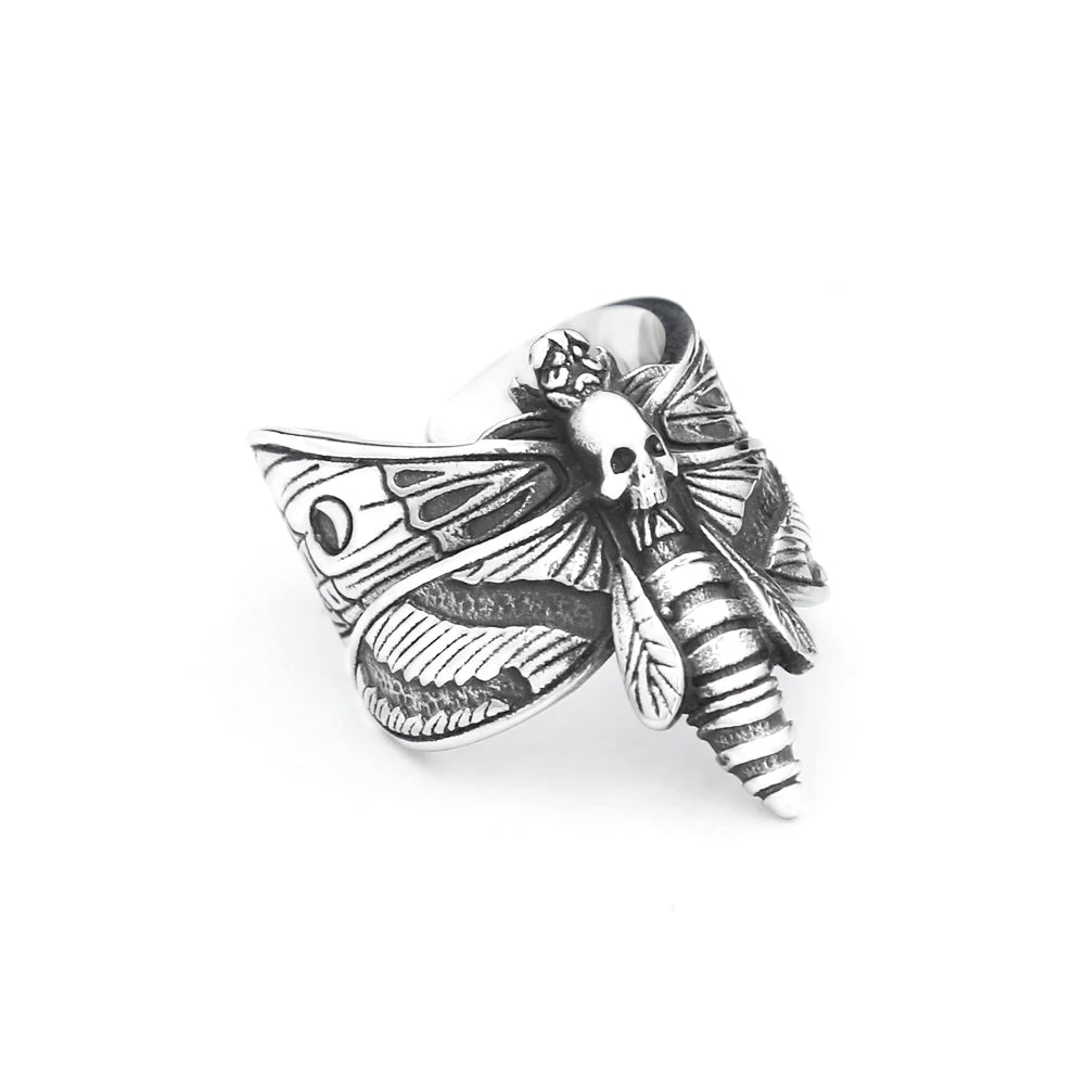 Butterfly Skull Steel Ring Gothic Punk Motorcycle