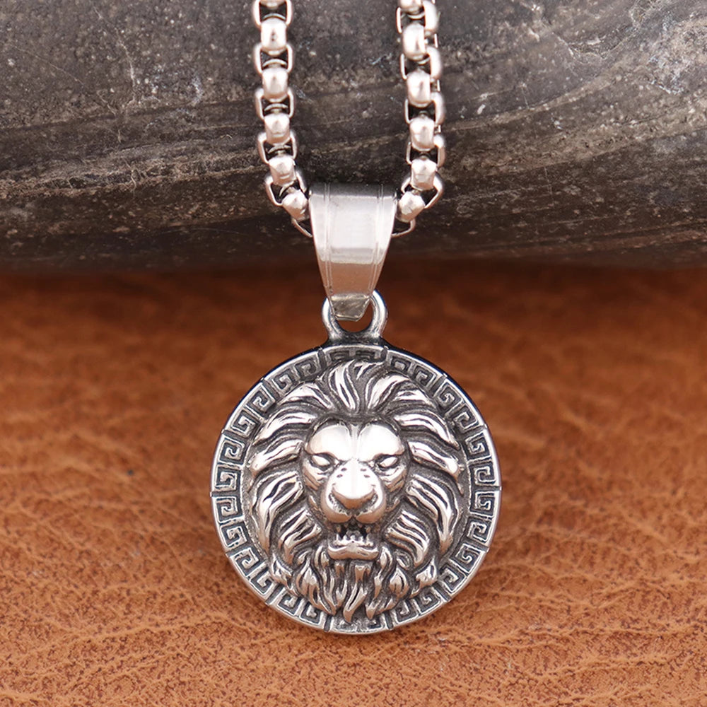 Small Lion Head Pendant Necklace — Stainless Steel