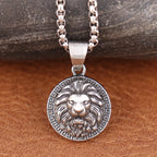 Small Lion Head Pendant Necklace — Stainless Steel