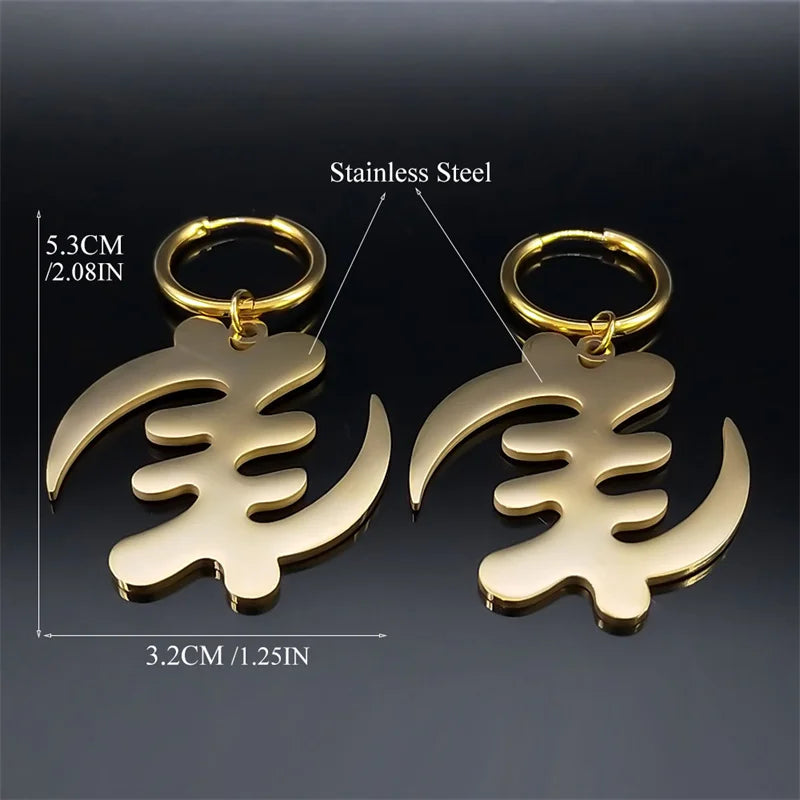 Africa Symbol Hoop Earrings — Stainless Steel