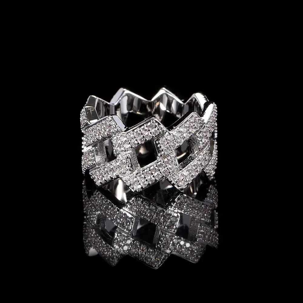 Iced Out Cuban Ring Stainless Steel 14MM