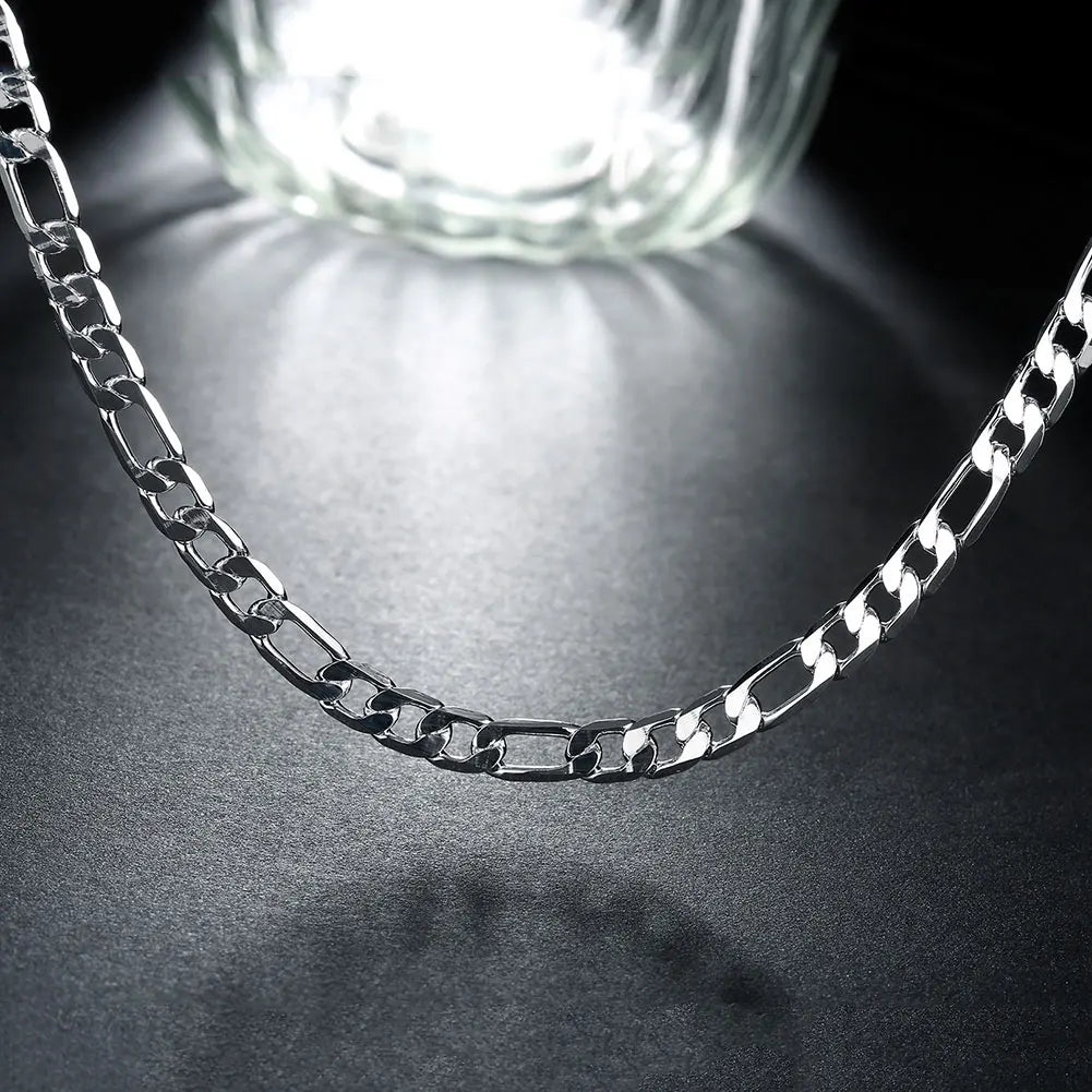 925 Sterling Silver 18K Gold Necklaces 20inches 6MM Sideways Chain Necklace For Men Women Fashion Jewelrys Wedding Party