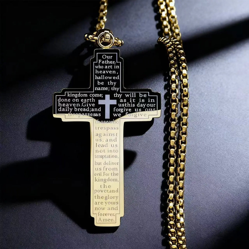 Bible Cross Stainless Steel Pendant Necklace